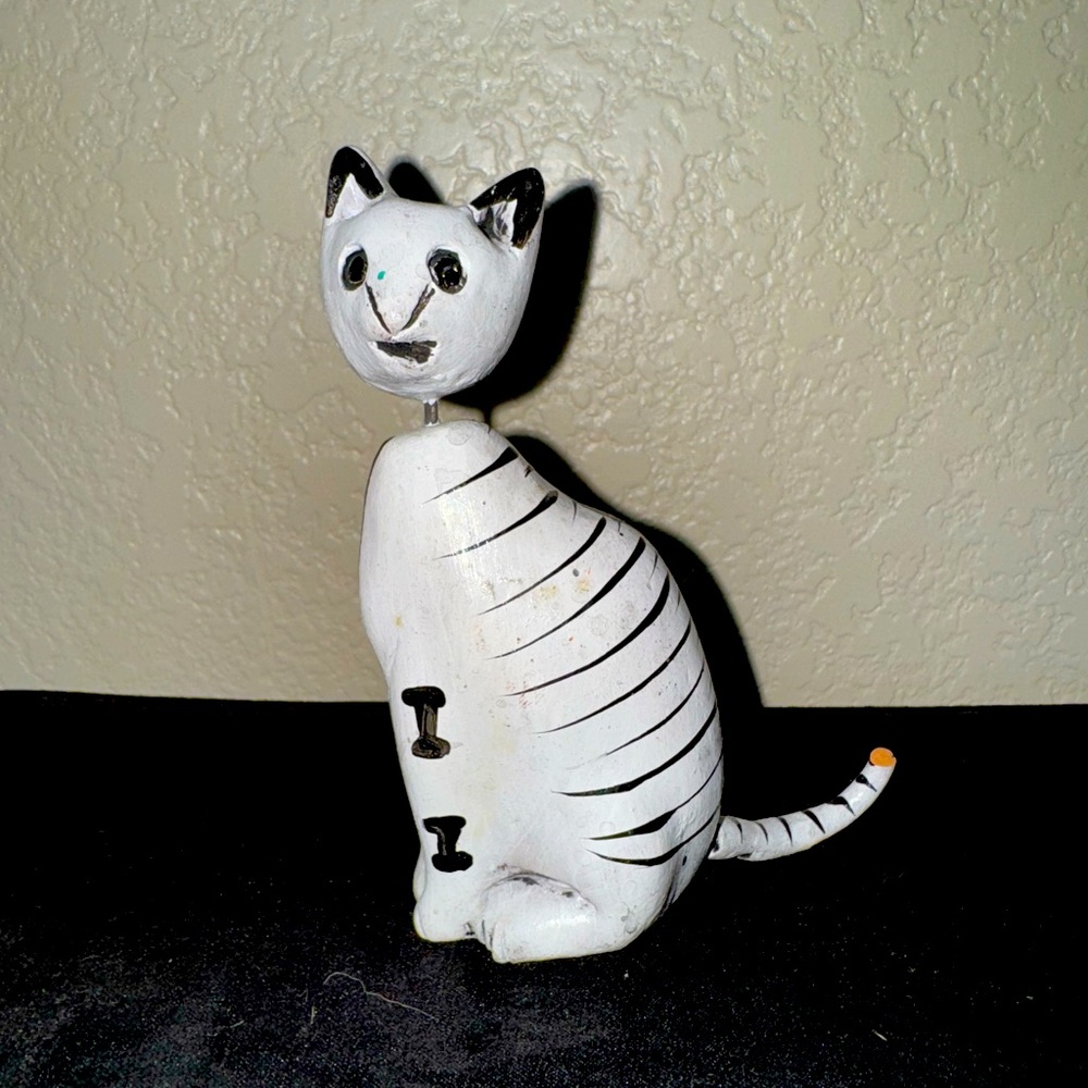 Day of the Dead 5” Wooden Skeleton Cat Halloween